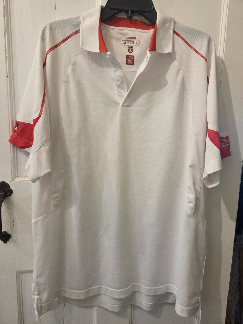 Antigua Men’s White Polo with Red Trim